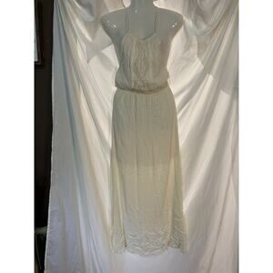 Living Doll Los Angeles Bohemian Sundress Women’s XS Ivory Lined Crochet Long